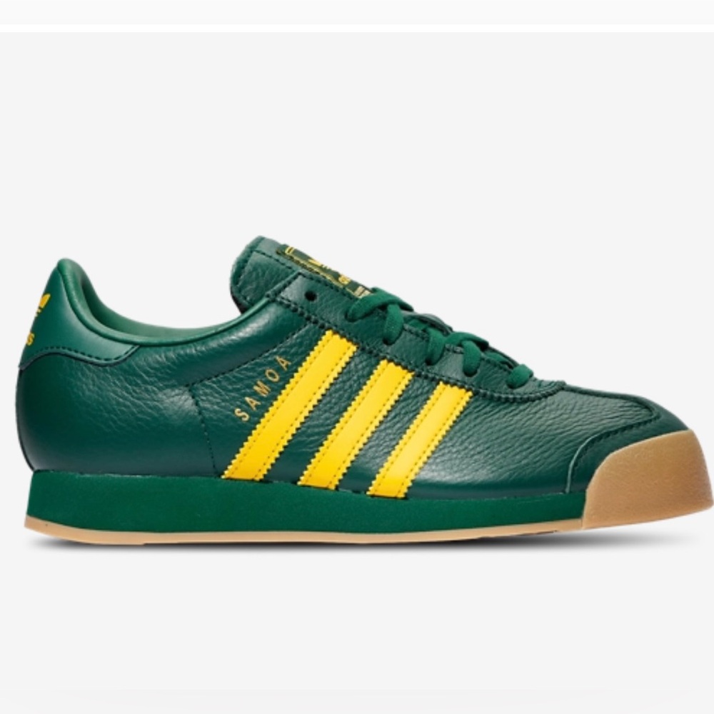 NWT Adidas Originals Samoa Collegiate Sneakers Green/ Gold/ Gum  M 7, W 8.5